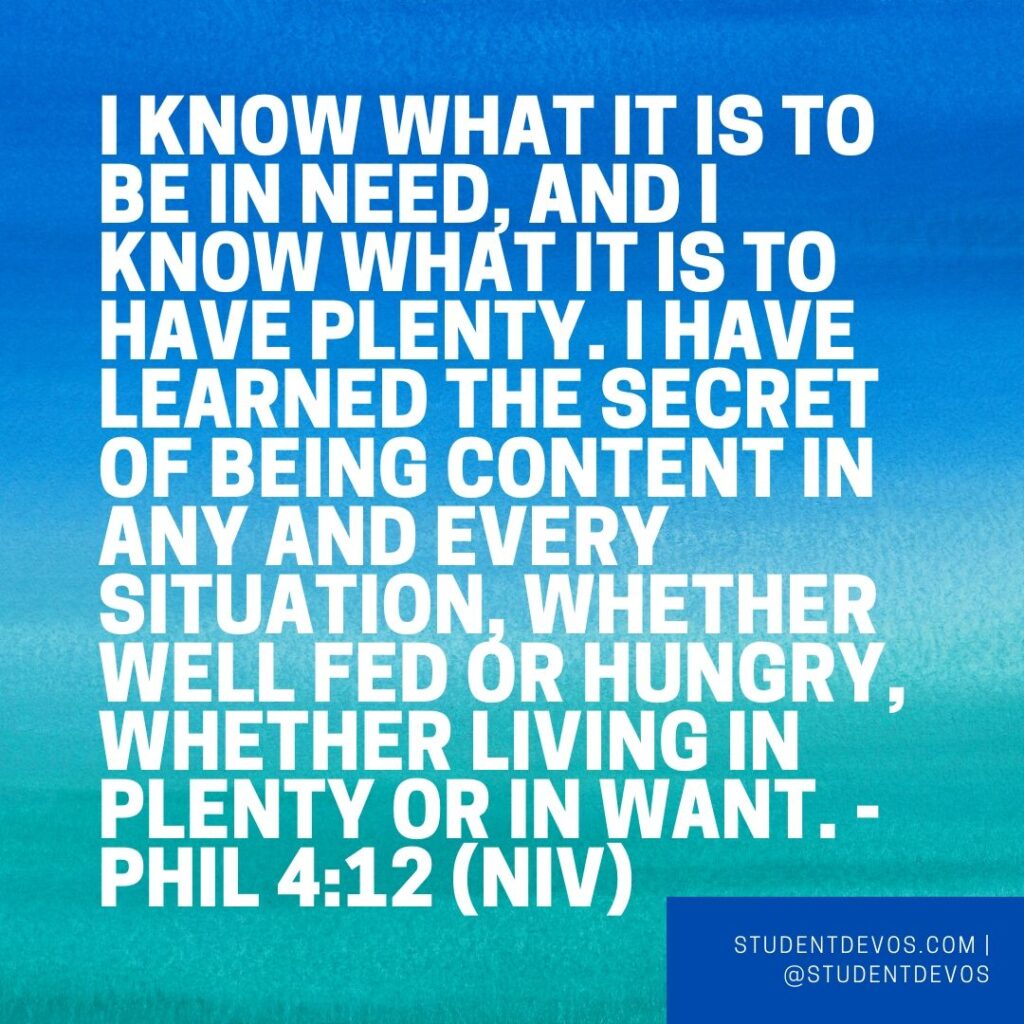Daily Bible Verse and Devotion – Phil 4:12